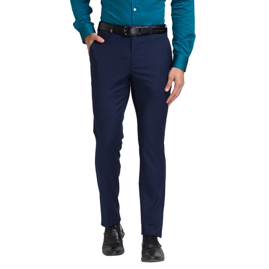 Men Slim Fit Blue Trouser