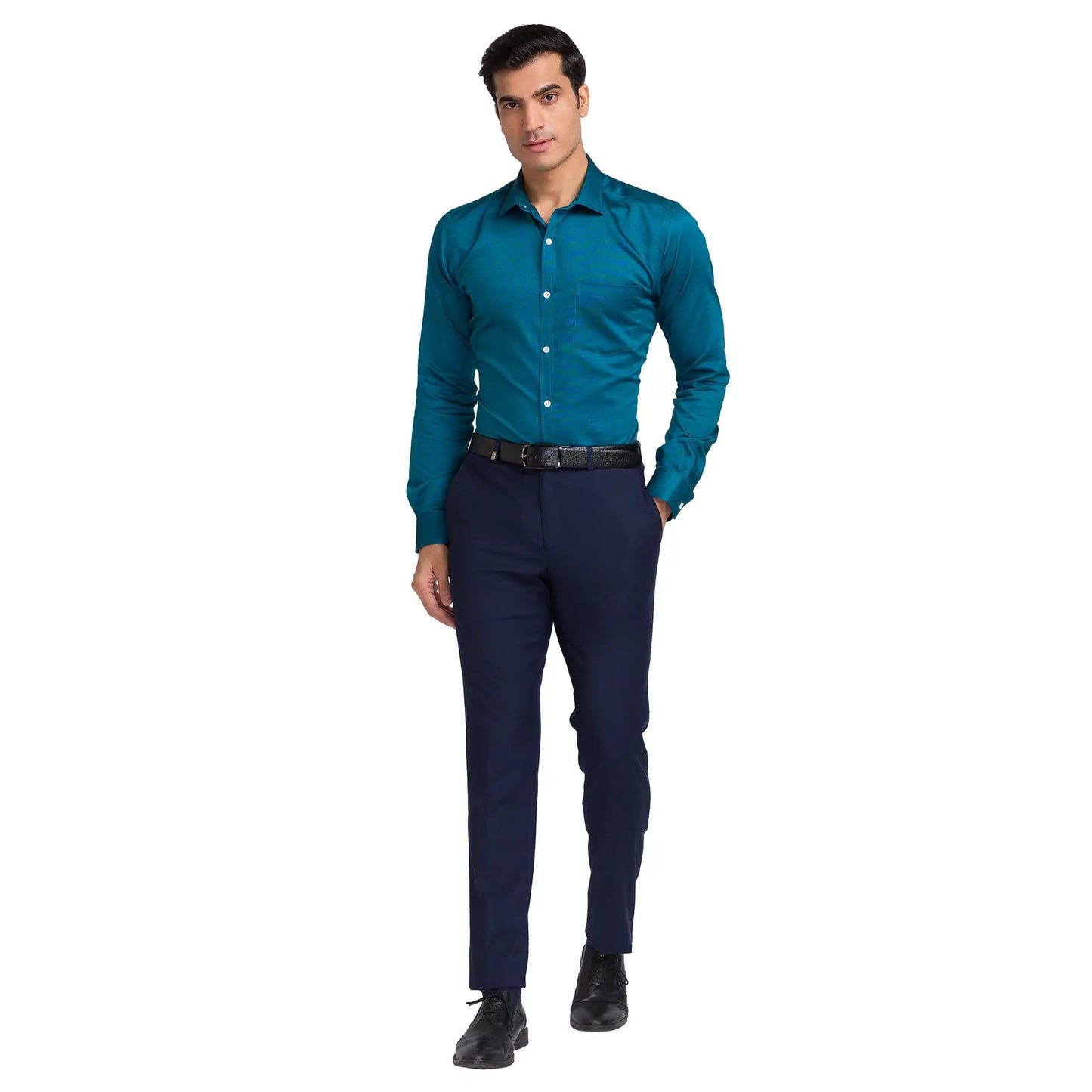 Men Slim Fit Blue Trouser