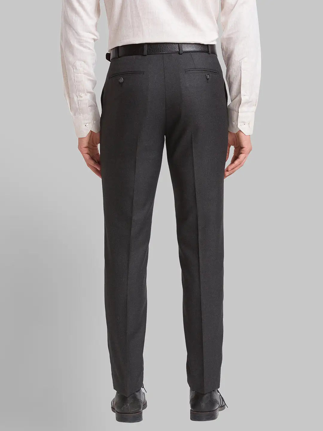 Park Avenue Men Black Structure Slim Fit Polyester Blend Trousers