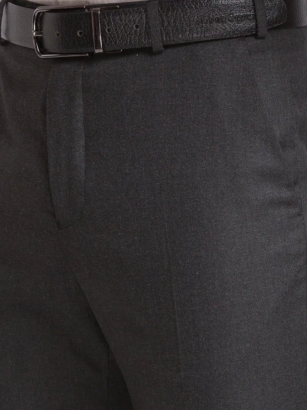 Park Avenue Men Black Structure Slim Fit Polyester Blend Trousers