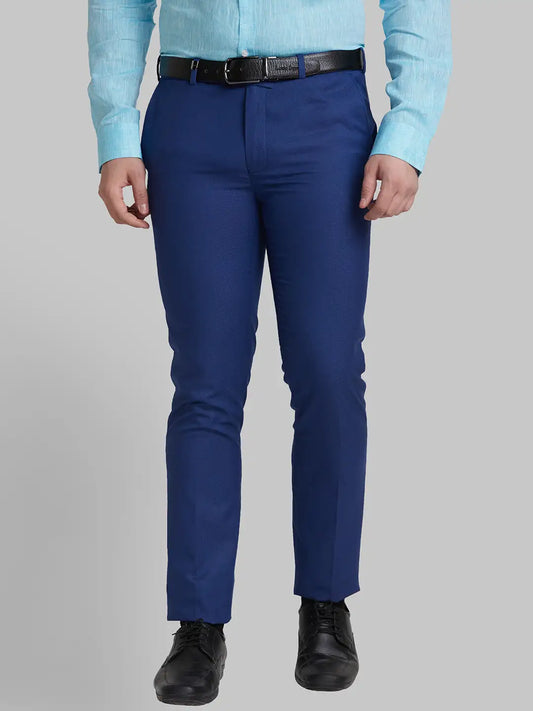 Men Grey Super Slim Fit Structure Polyester Blend   Trouser