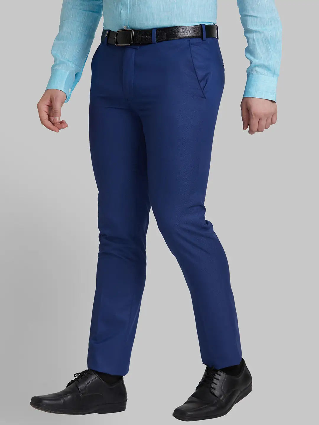 Men Grey Super Slim Fit Structure Polyester Blend   Trouser