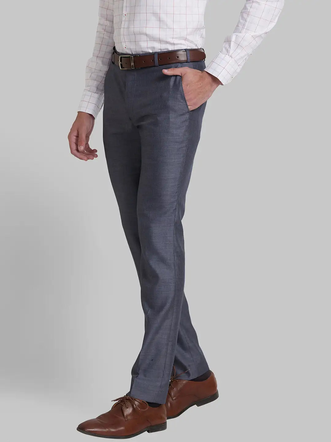 Men Super Slim Fit Grey Trouser