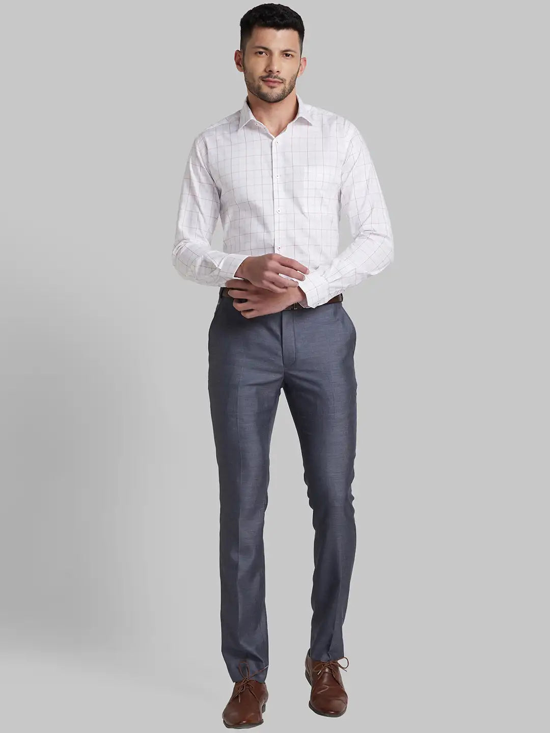 Men Super Slim Fit Grey Trouser