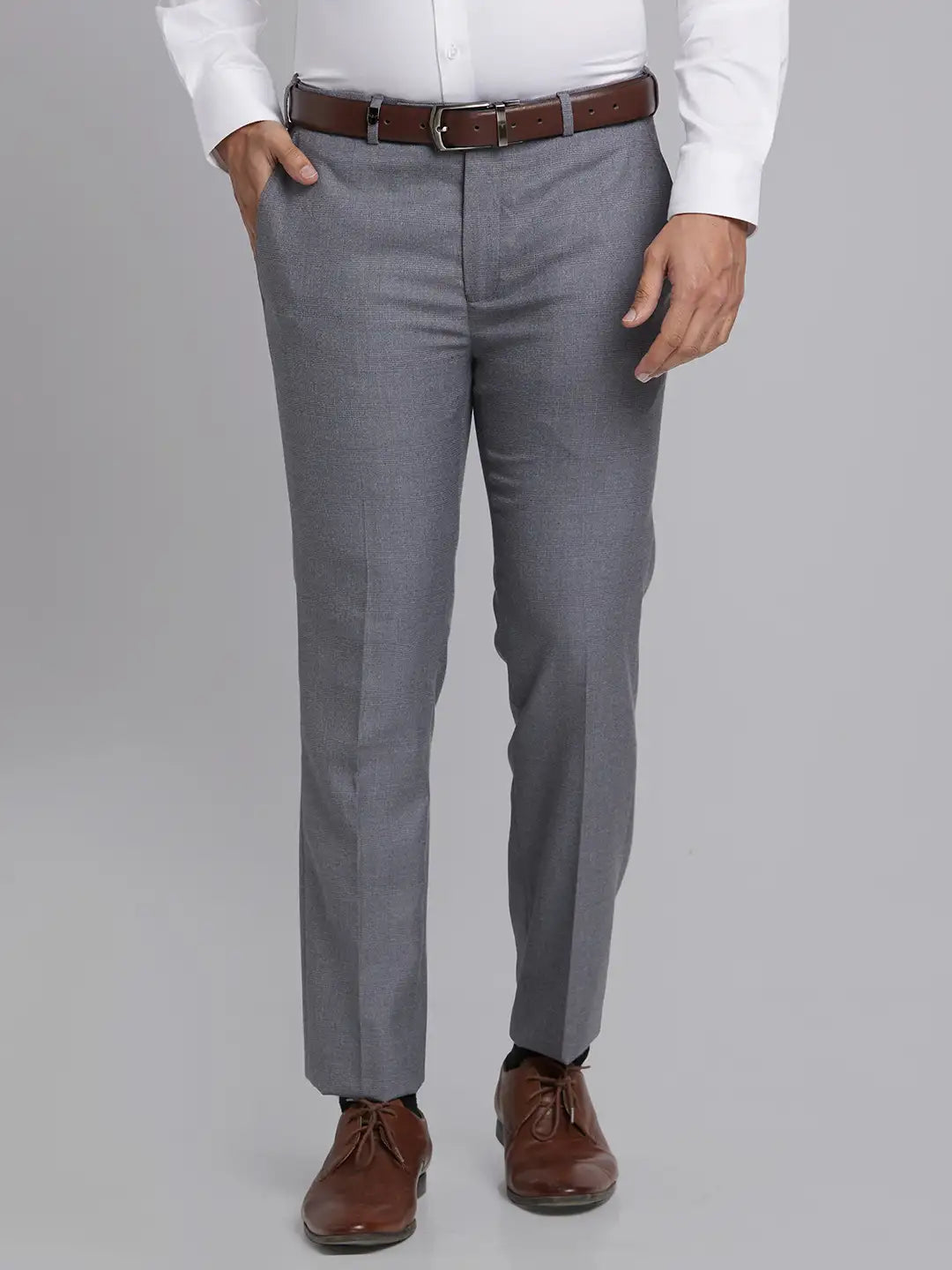 Men Super Slim Fit Grey Trouser