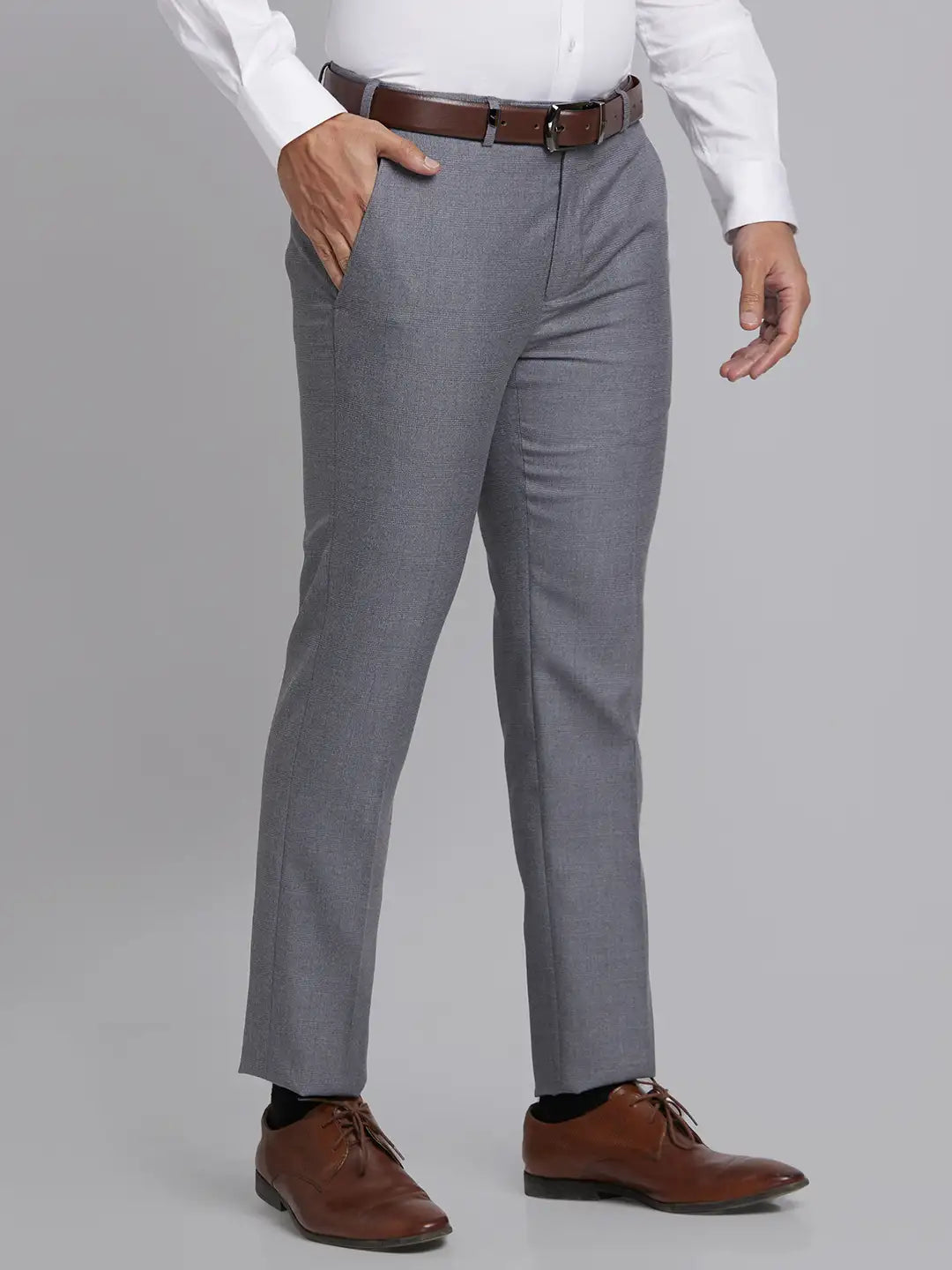 Men Super Slim Fit Grey Trouser