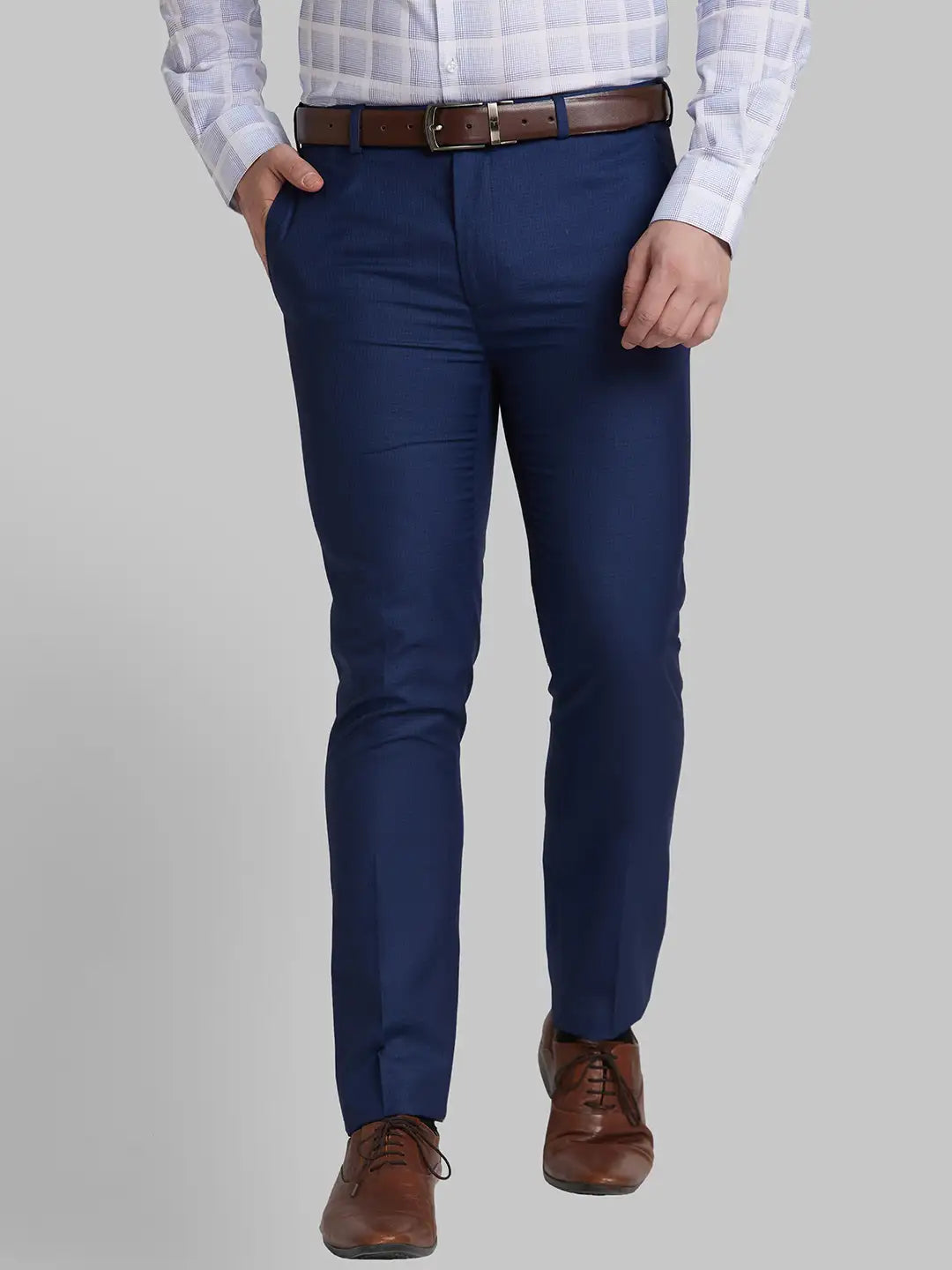 Men Super Slim Fit Blue Trouser