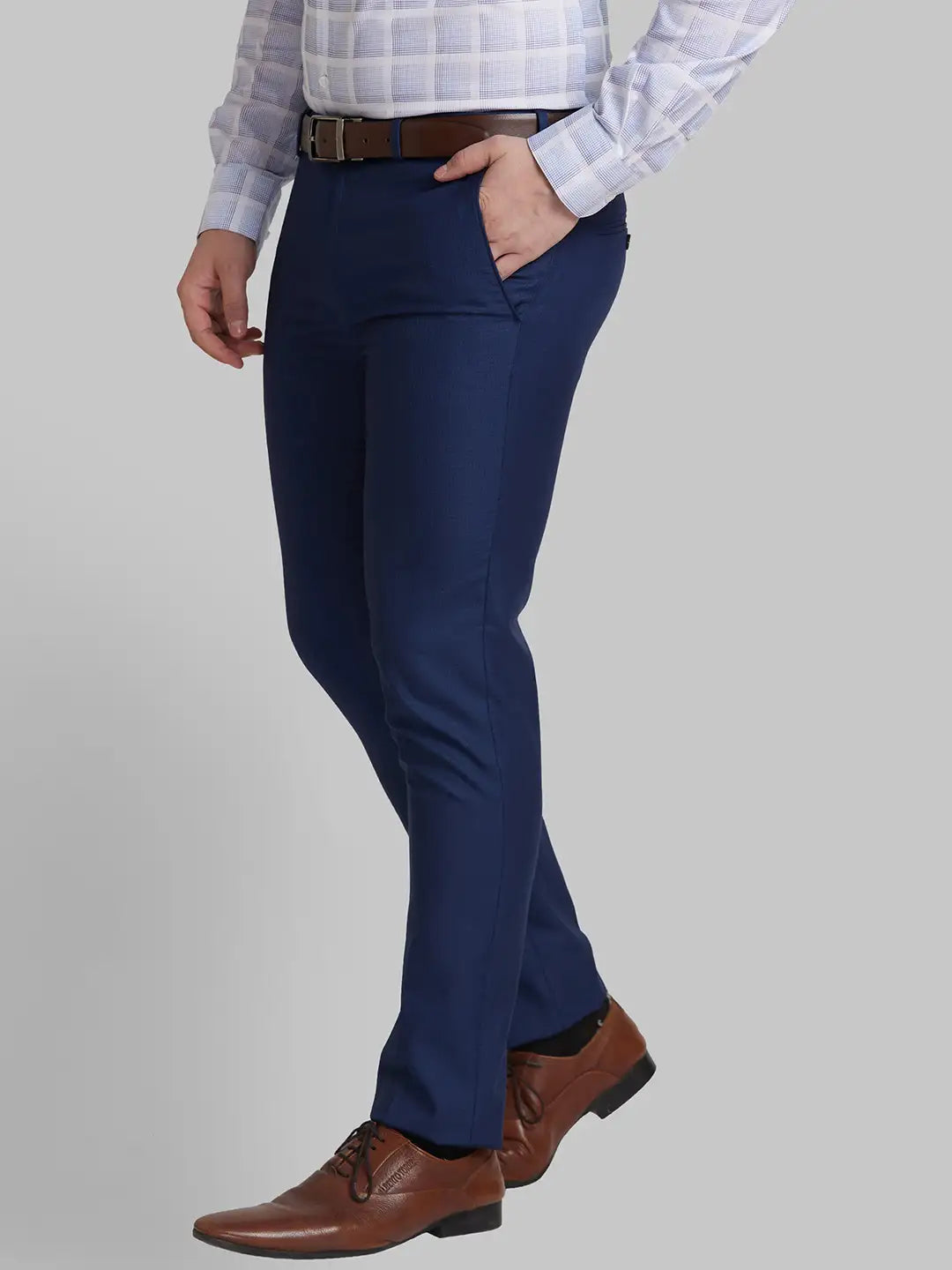Men Super Slim Fit Blue Trouser