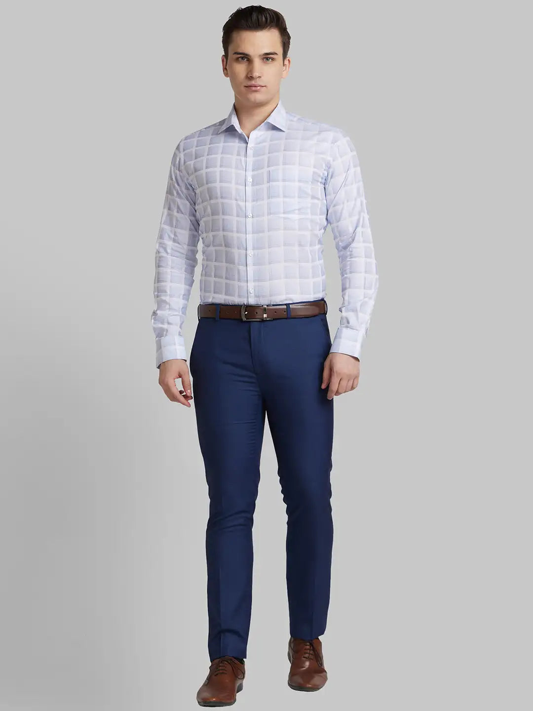 Men Super Slim Fit Blue Trouser