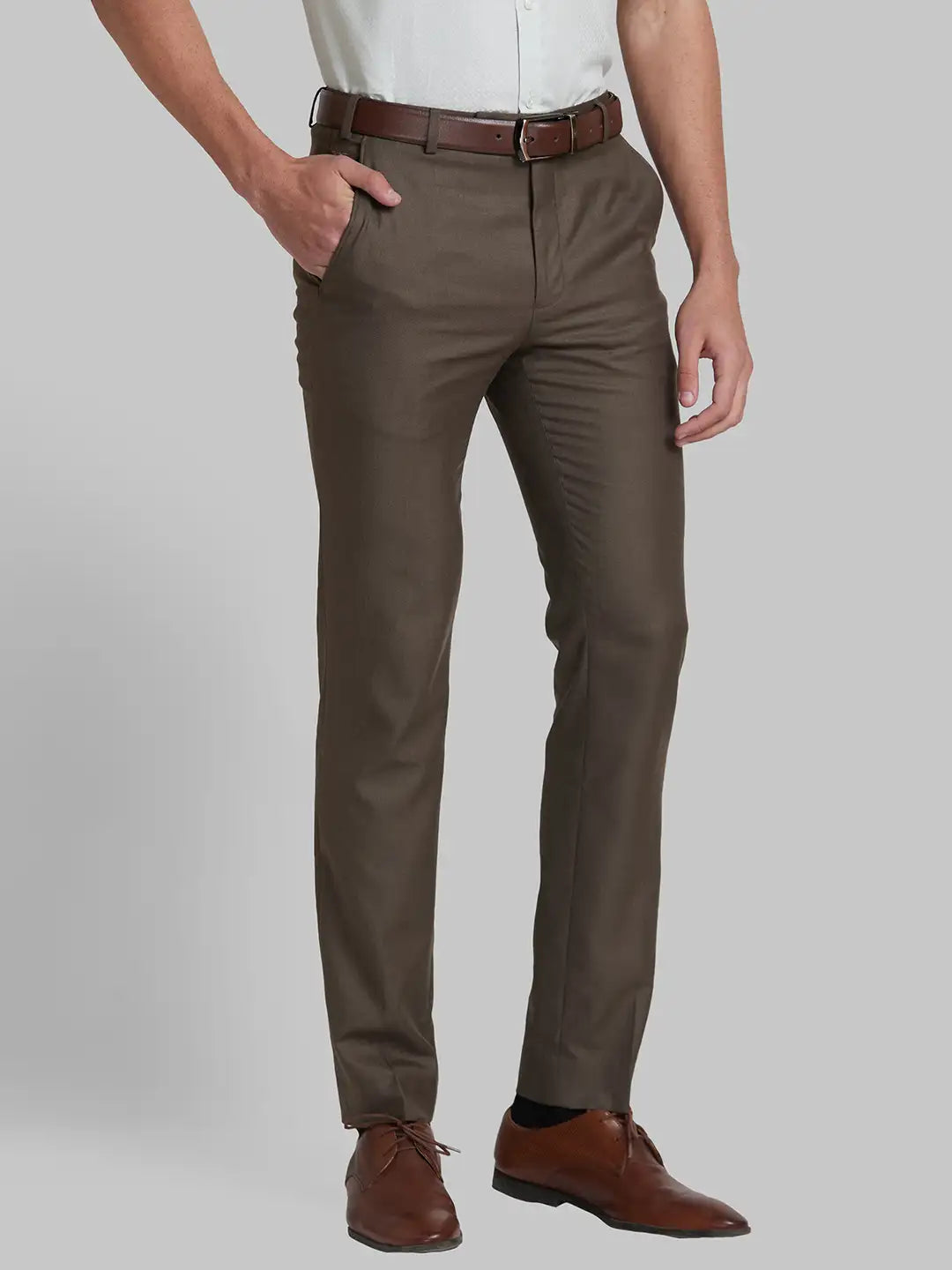 Men Super Slim Fit Brown Trouser