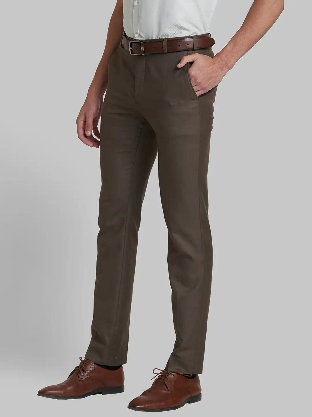 Men Super Slim Fit Brown Trouser