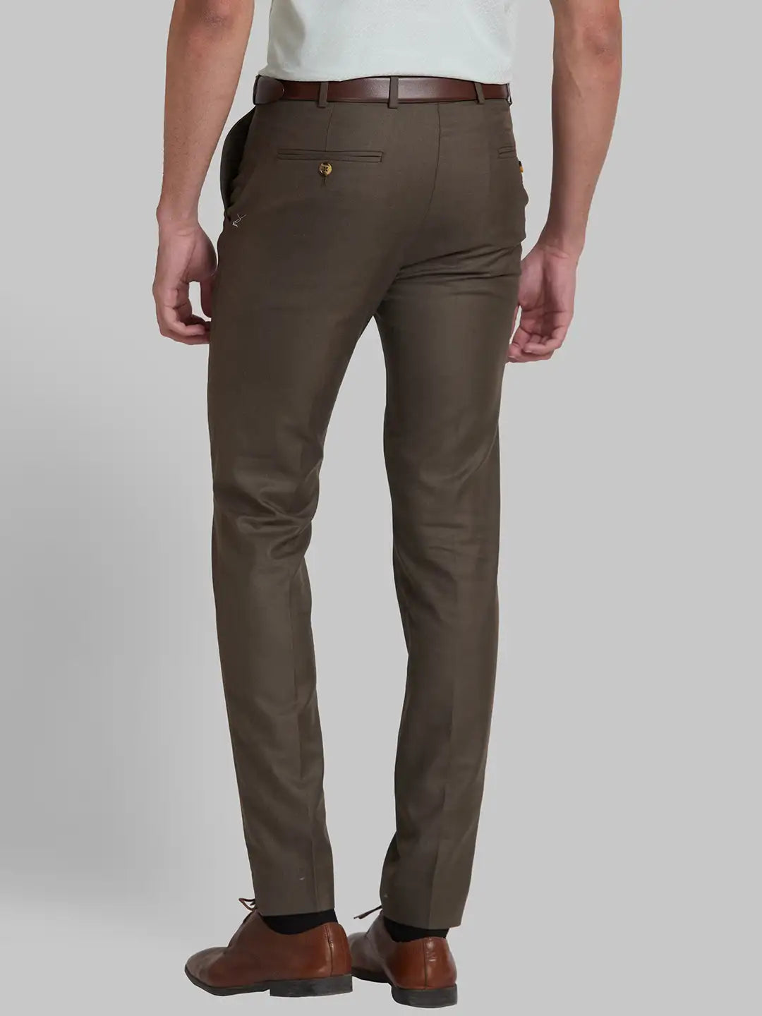 Men Super Slim Fit Brown Trouser