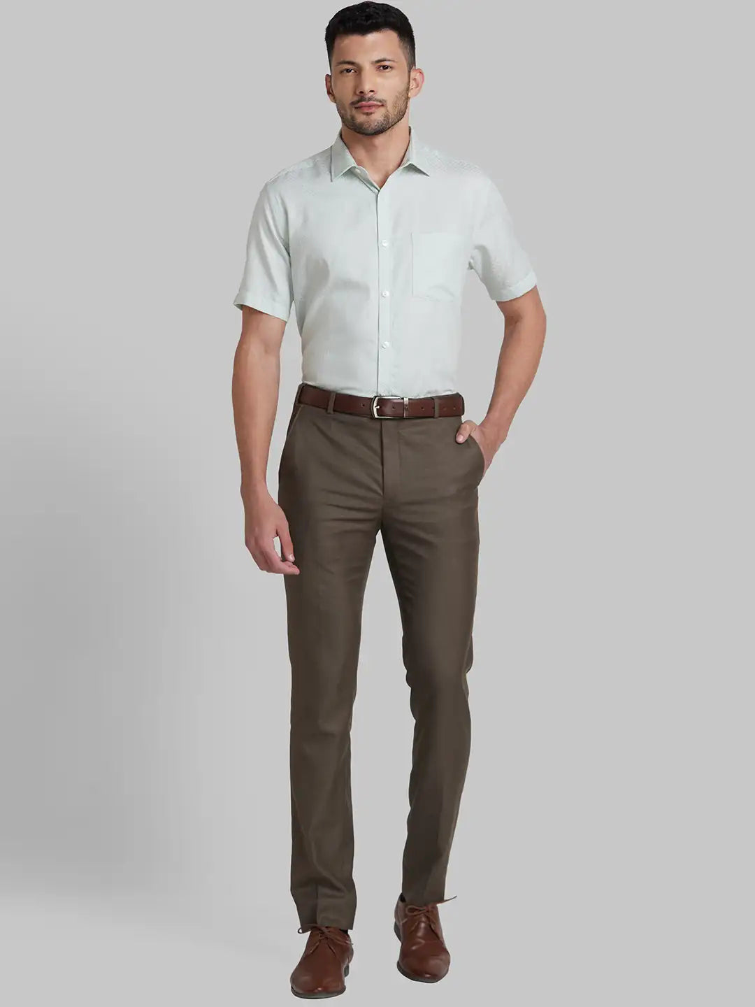 Men Super Slim Fit Brown Trouser