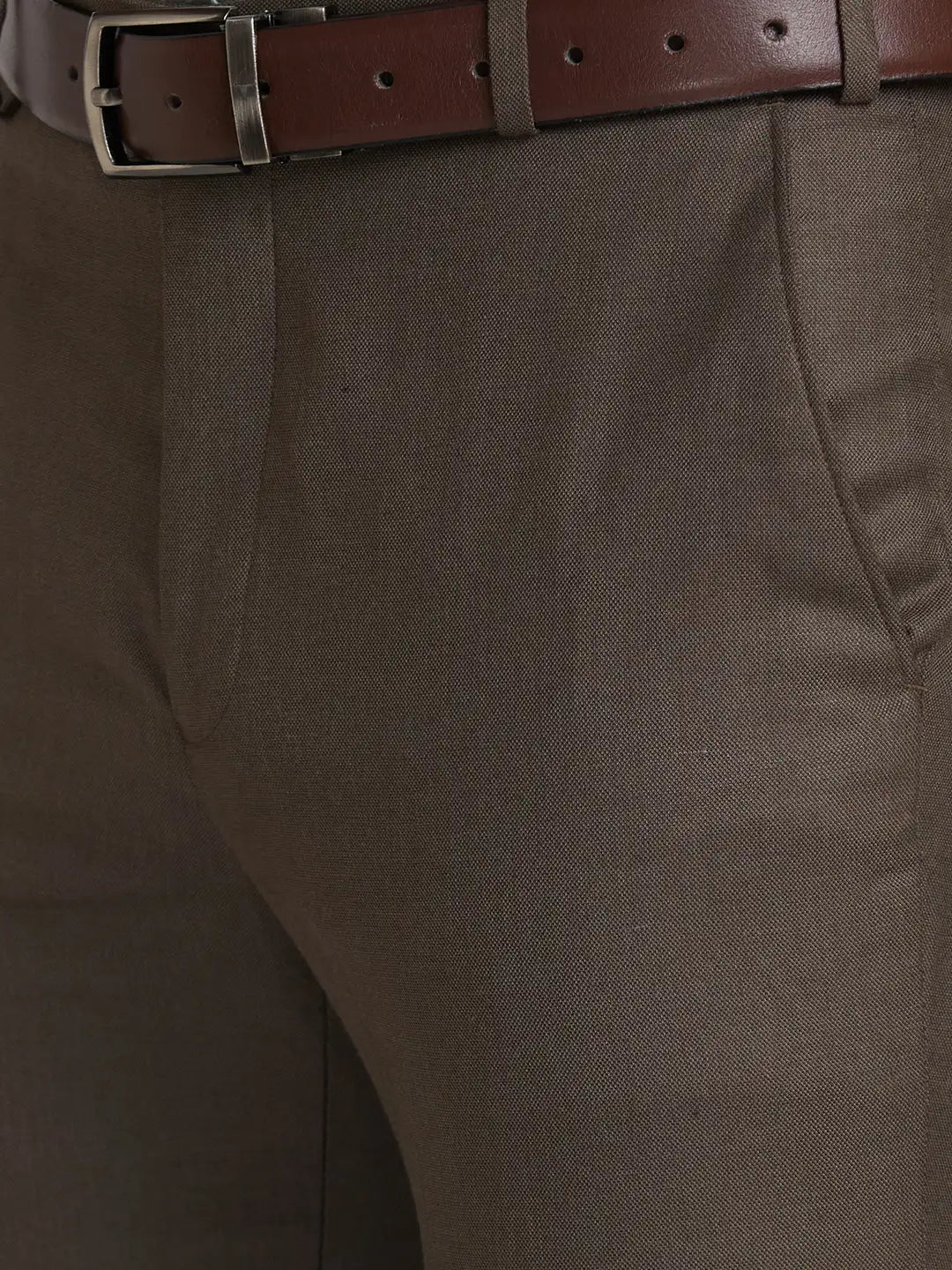 Men Super Slim Fit Brown Trouser