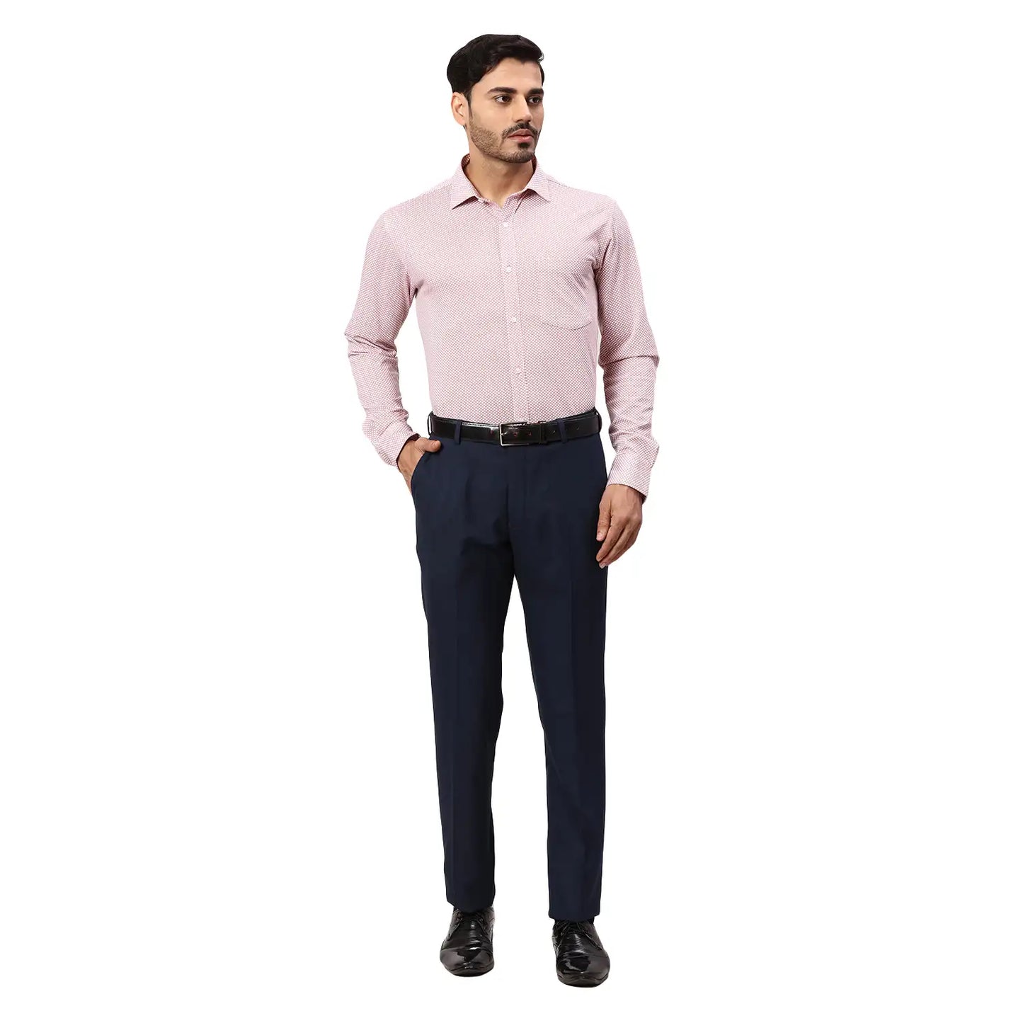 Men Grey Slim Fit Structure Polyester Blend   Trouser