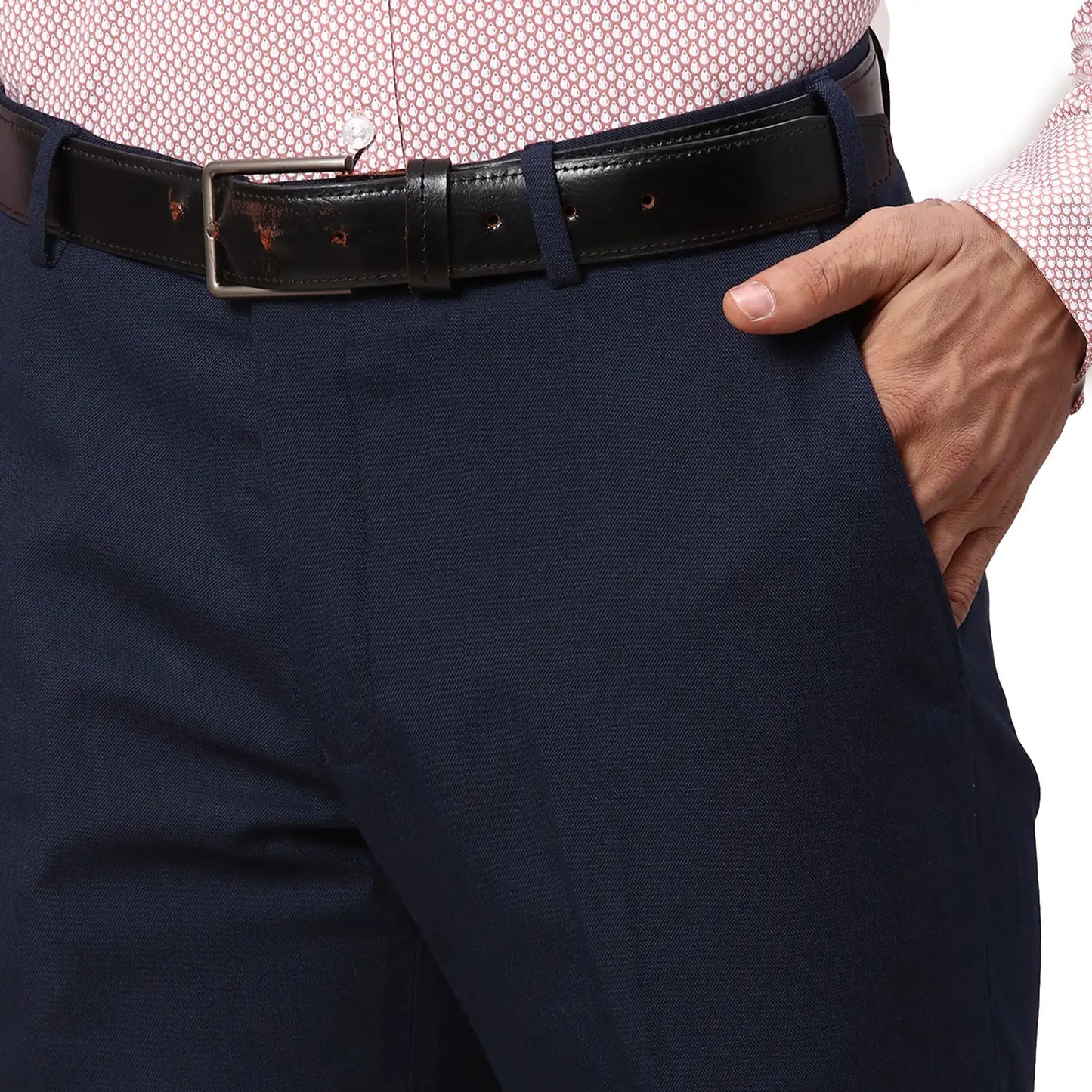 Men Grey Slim Fit Structure Polyester Blend   Trouser