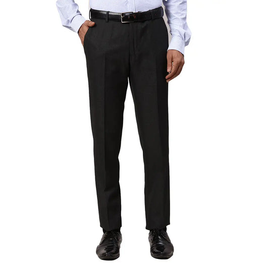 Men Grey Smart Fit Checks Polyester Blend   Trouser