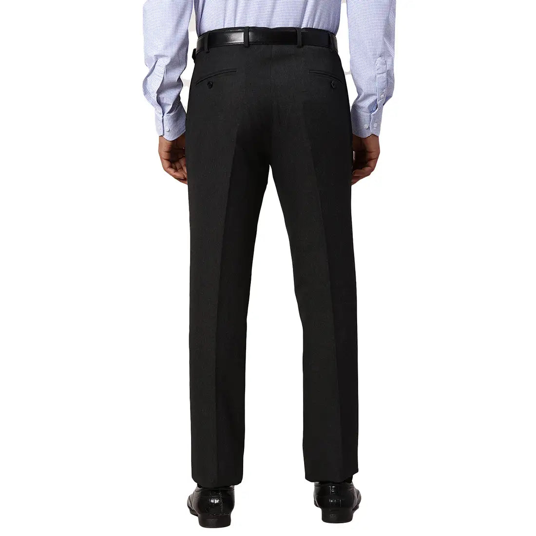 Men Grey Smart Fit Checks Polyester Blend   Trouser