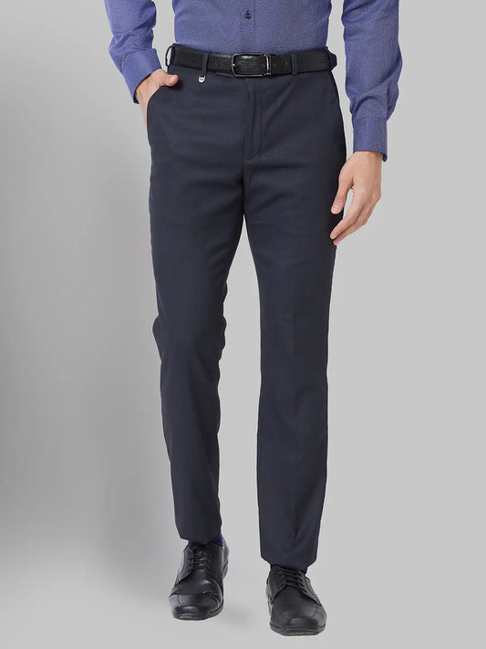 Men Grey Super Slim Fit Structure Polyester Blend Trouser