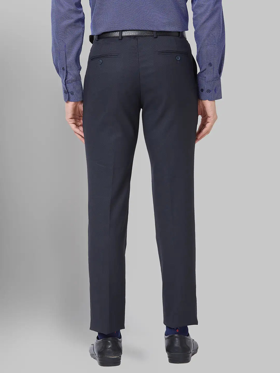 Men Grey Super Slim Fit Structure Polyester Blend Trouser