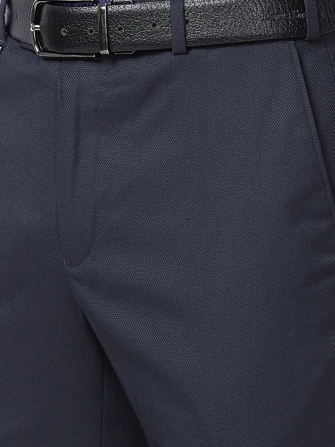 Men Grey Super Slim Fit Structure Polyester Blend Trouser
