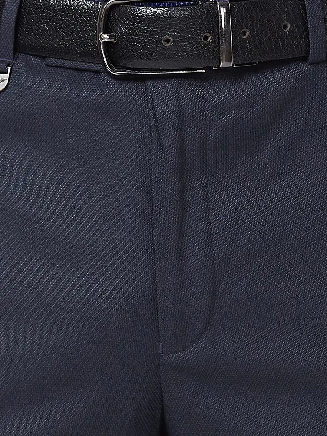 Men Grey Super Slim Fit Structure Polyester Blend Trouser