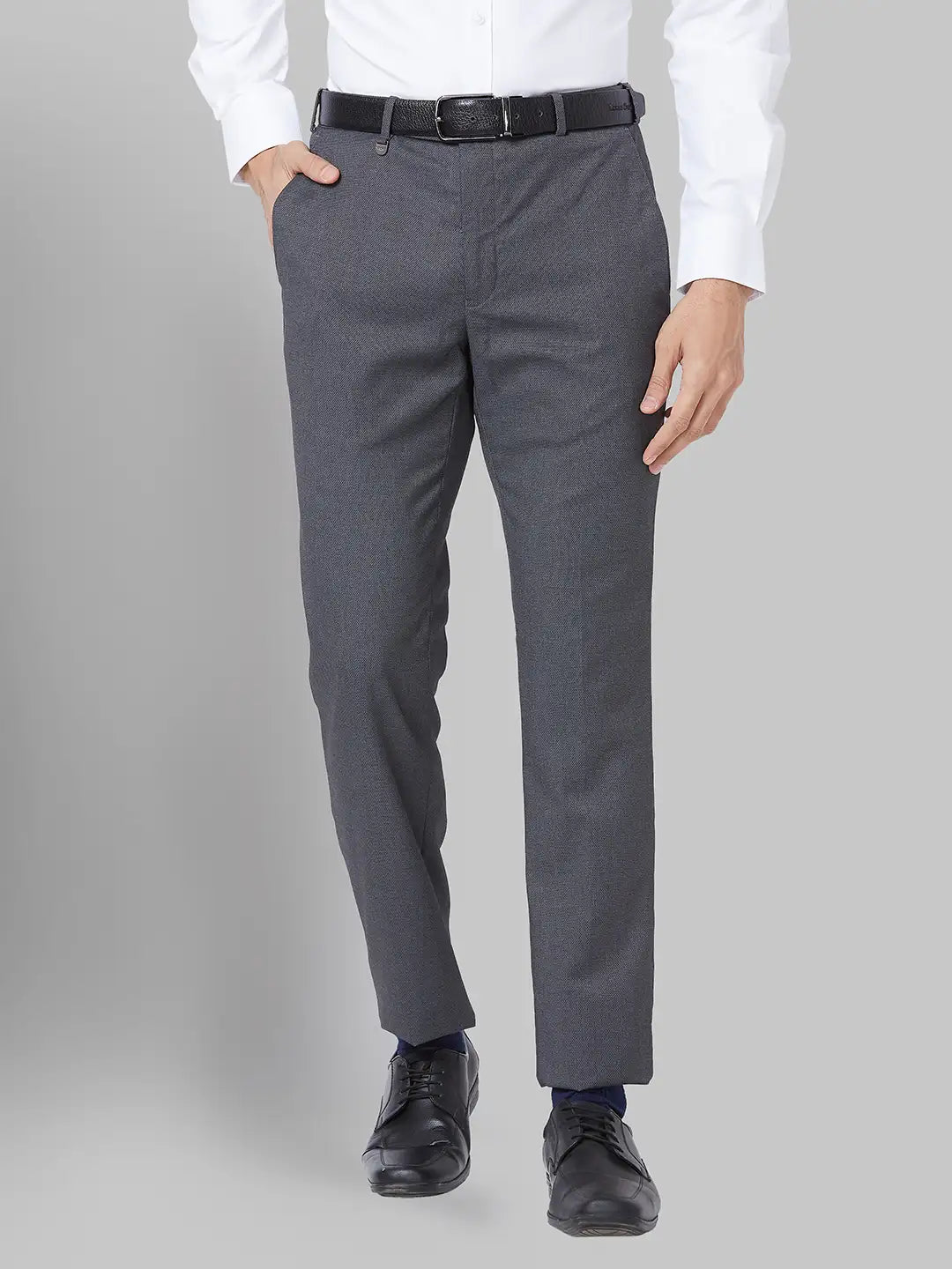 Men Black Super Slim Fit Structure Polyester Blend Trouser