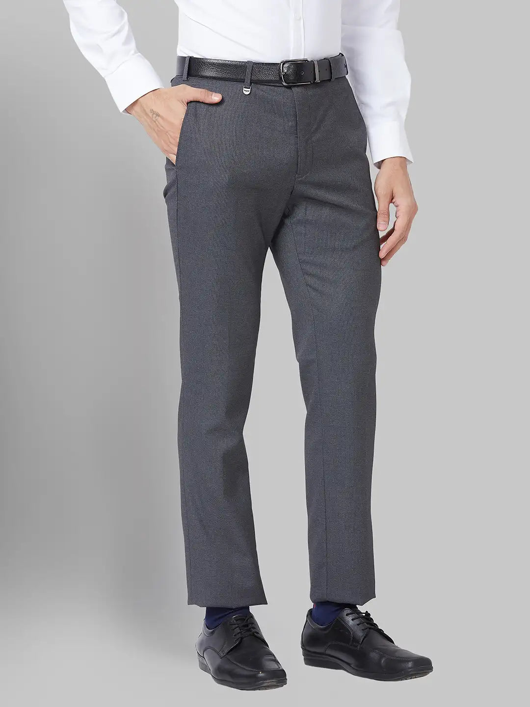 Men Black Super Slim Fit Structure Polyester Blend Trouser