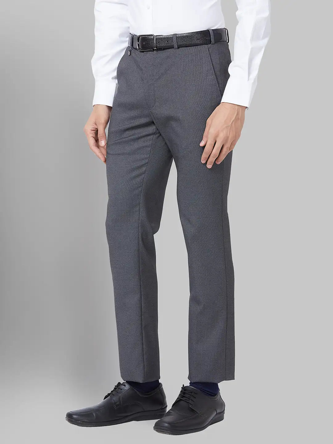 Men Black Super Slim Fit Structure Polyester Blend Trouser