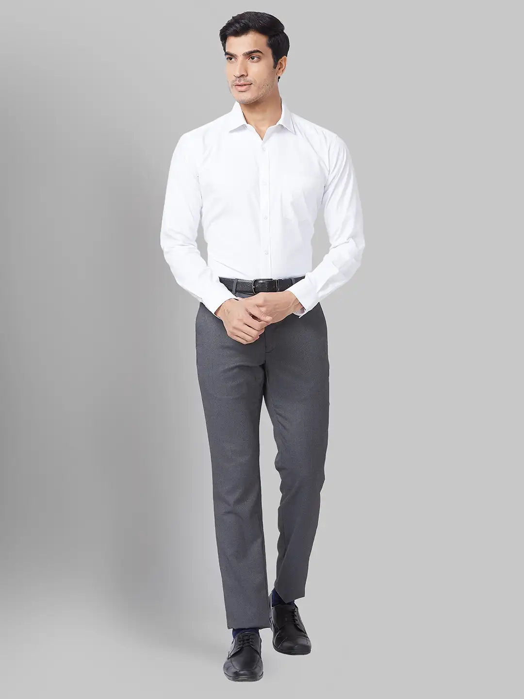 Men Black Super Slim Fit Structure Polyester Blend Trouser