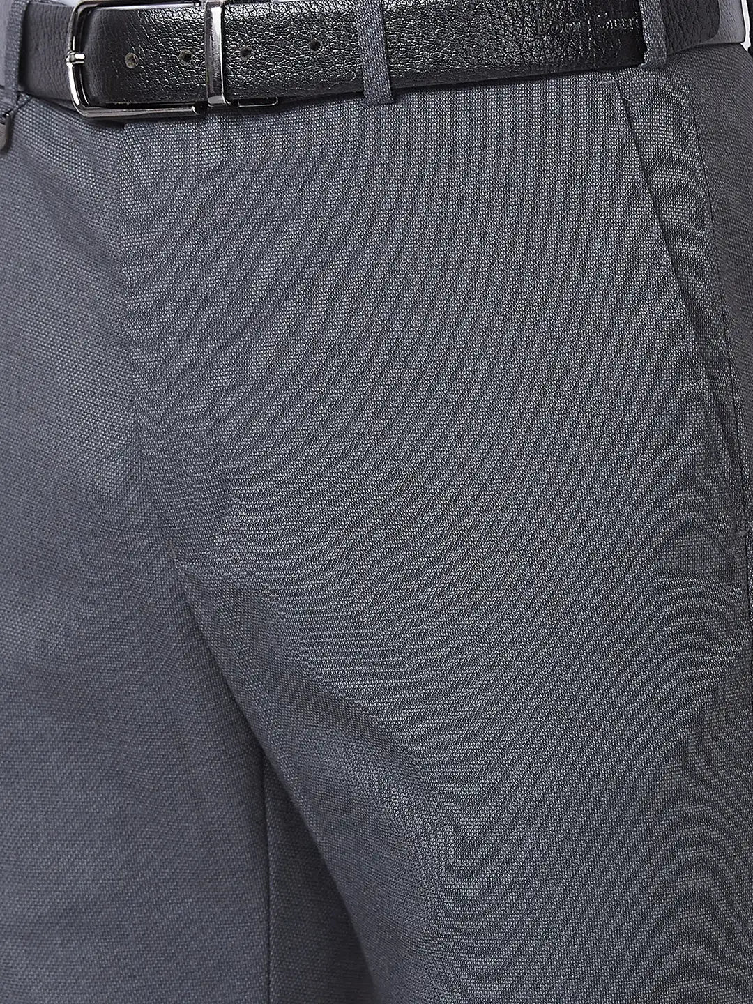 Men Black Super Slim Fit Structure Polyester Blend Trouser