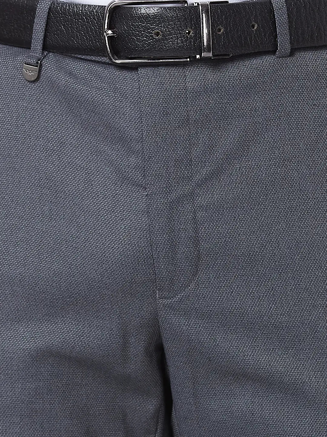 Men Black Super Slim Fit Structure Polyester Blend Trouser