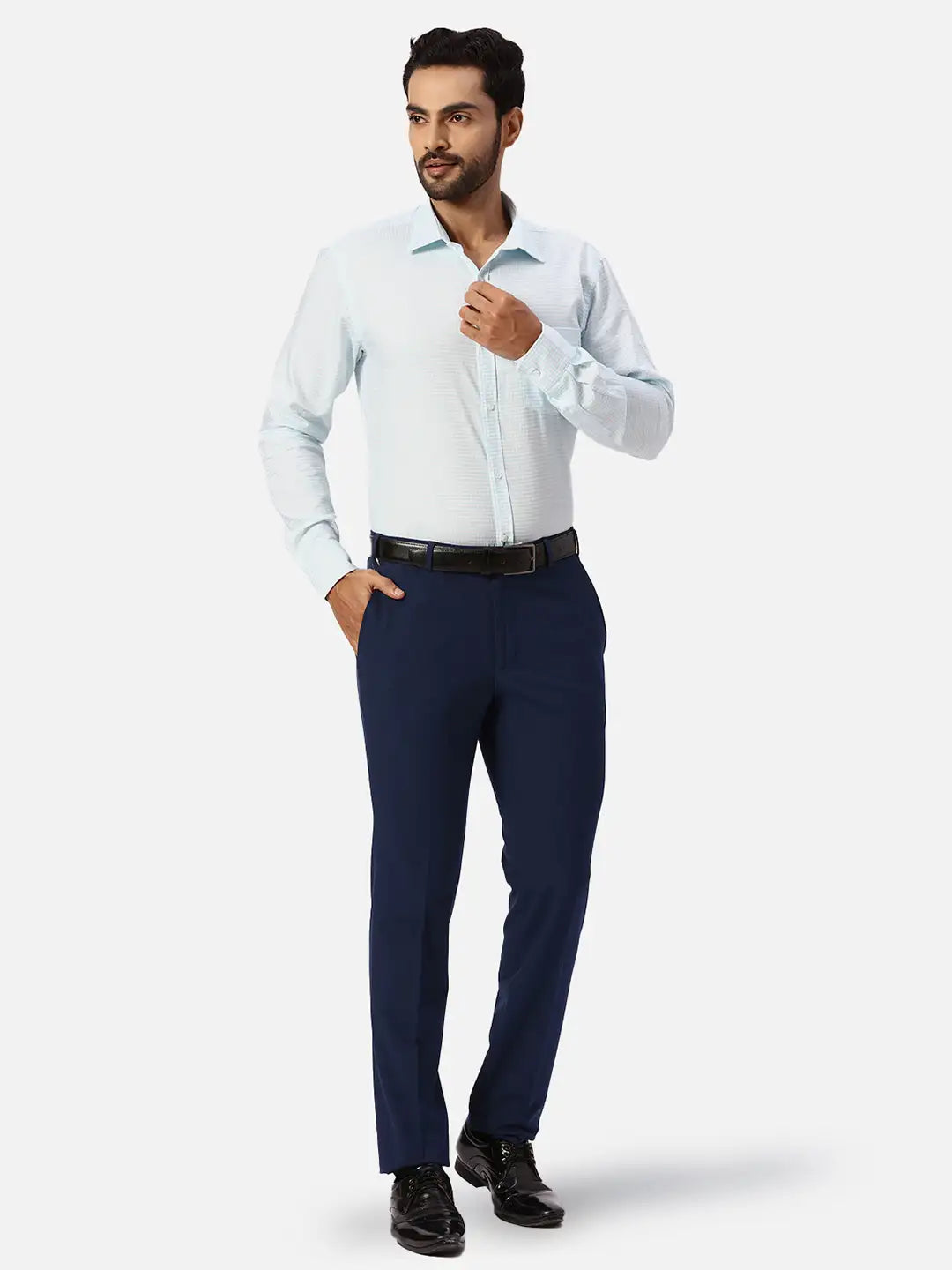 Park Avenue Slim Fit Solid Fancy Blue Trouser