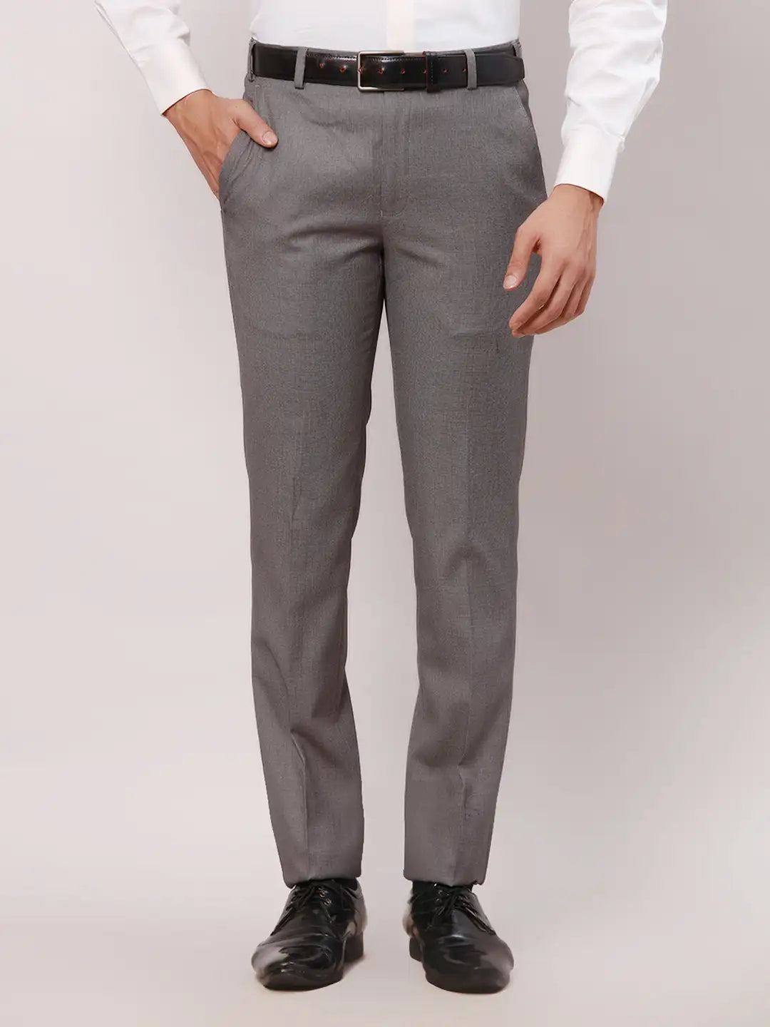 Park Avenue Men Black Structure Slim Fit Terelyen Blend Trouser