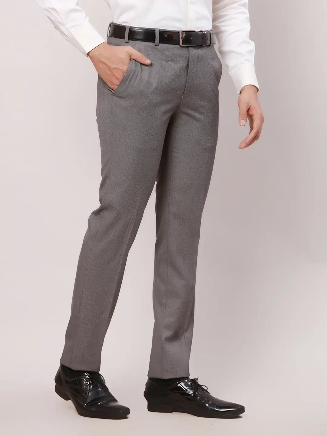 Park Avenue Men Black Structure Slim Fit Terelyen Blend Trouser