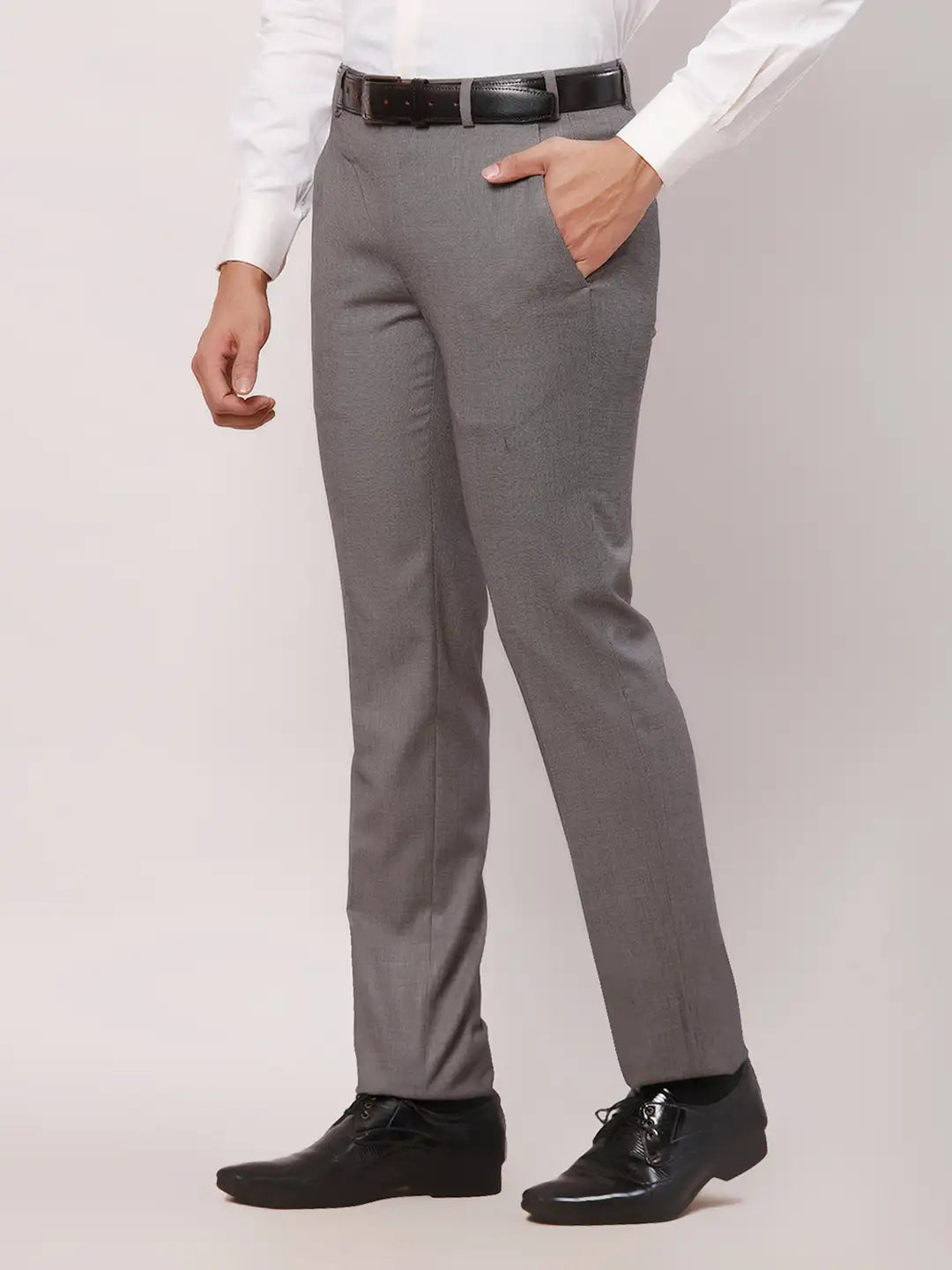 Park Avenue Men Black Structure Slim Fit Terelyen Blend Trouser