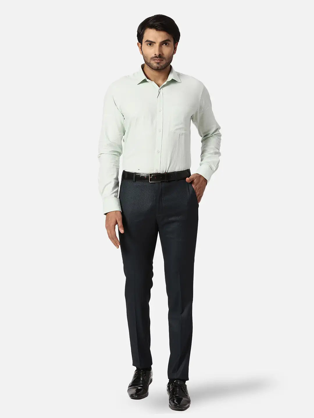 Park Avenue Slim Fit Checkered Fancy Blue Trouser