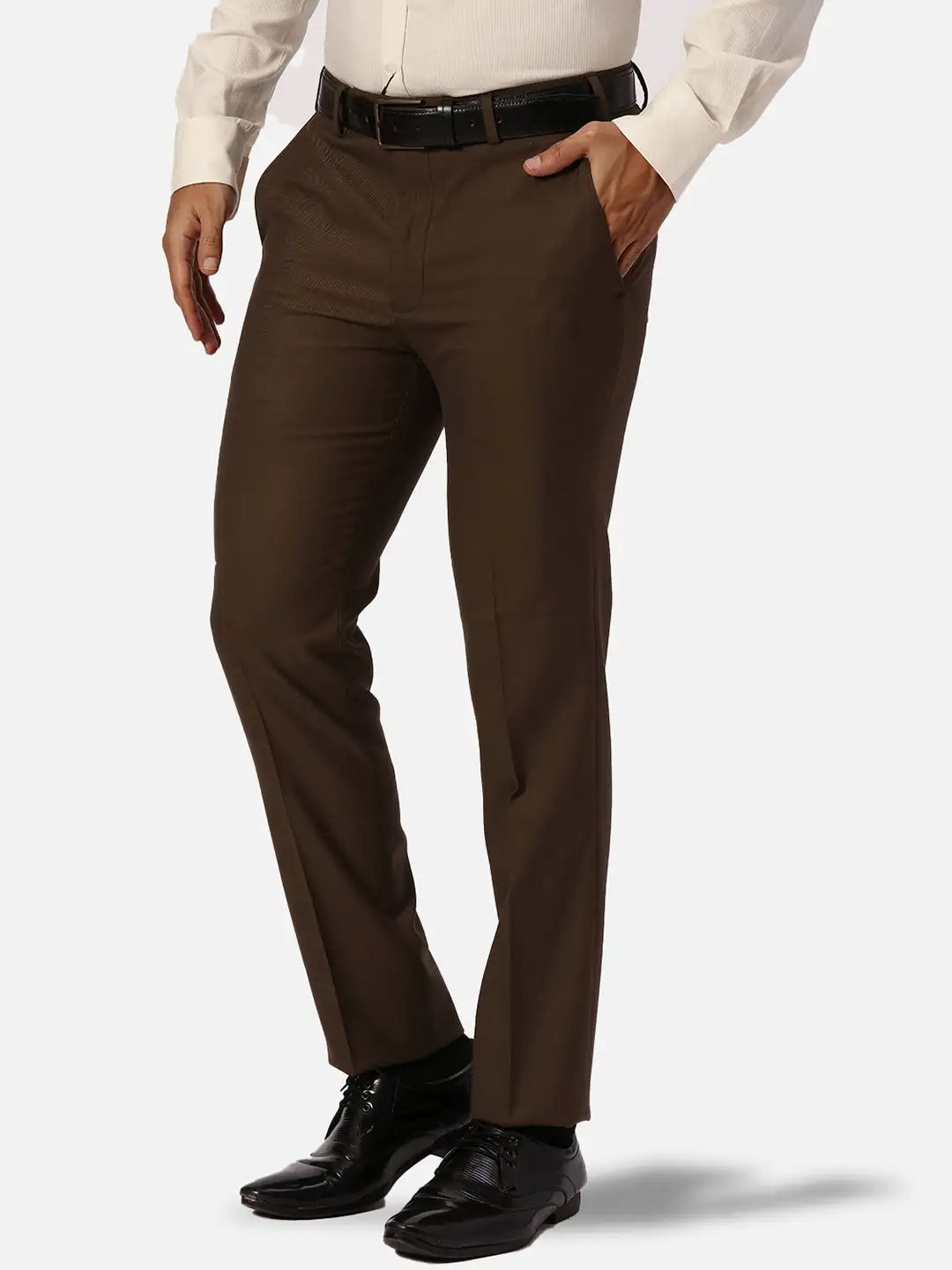 Park Avenue Slim Fit Self Design Dark Blue Trouser