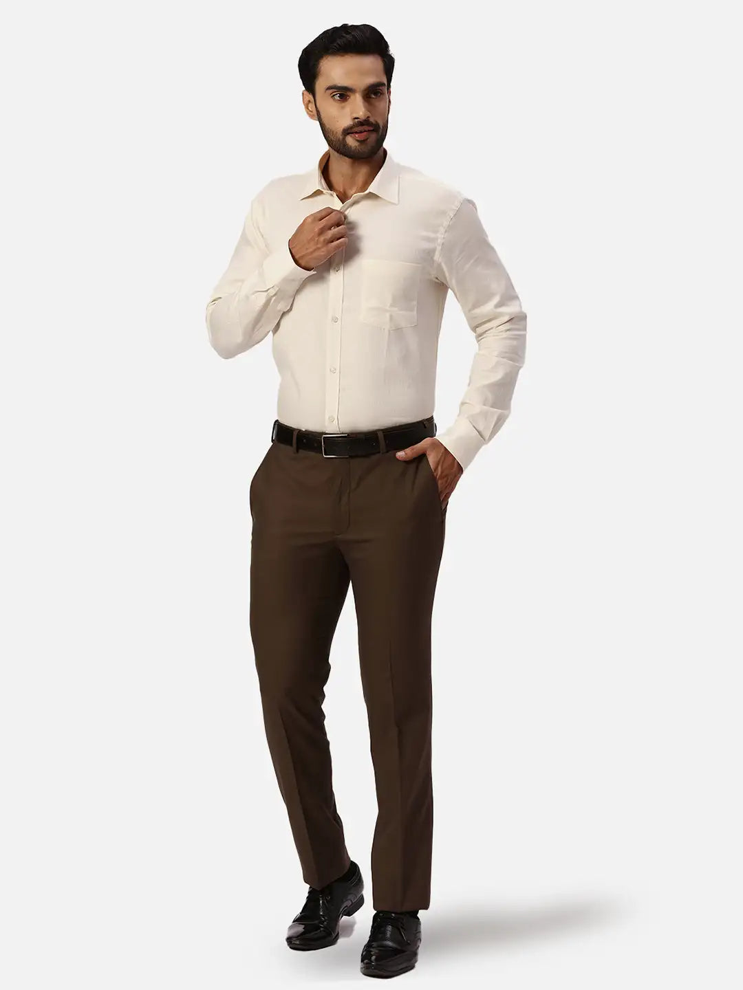 Park Avenue Slim Fit Self Design Dark Blue Trouser