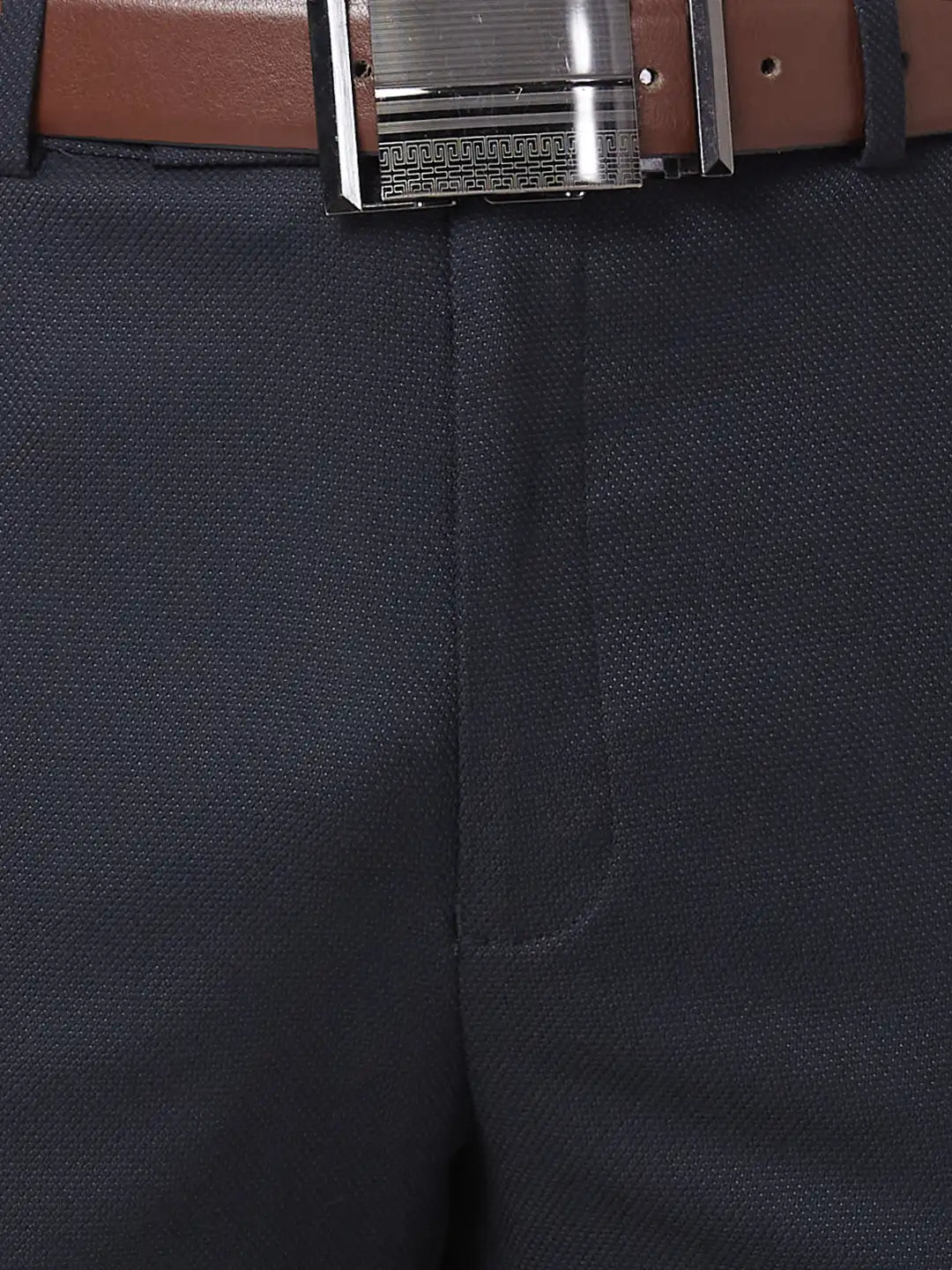 Park Avenue Men Grey Structure Super Slim Fit Polyester Blend Trouser