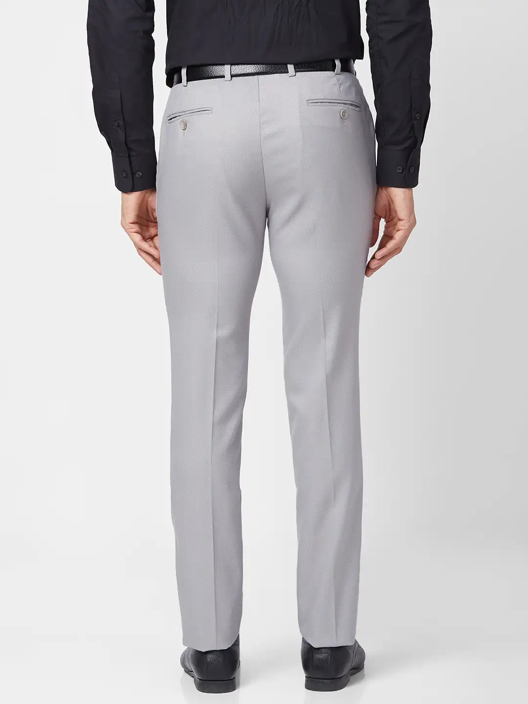 Park Avenue Men Blue Plain Super Slim Fit Polyester Blend Trouser