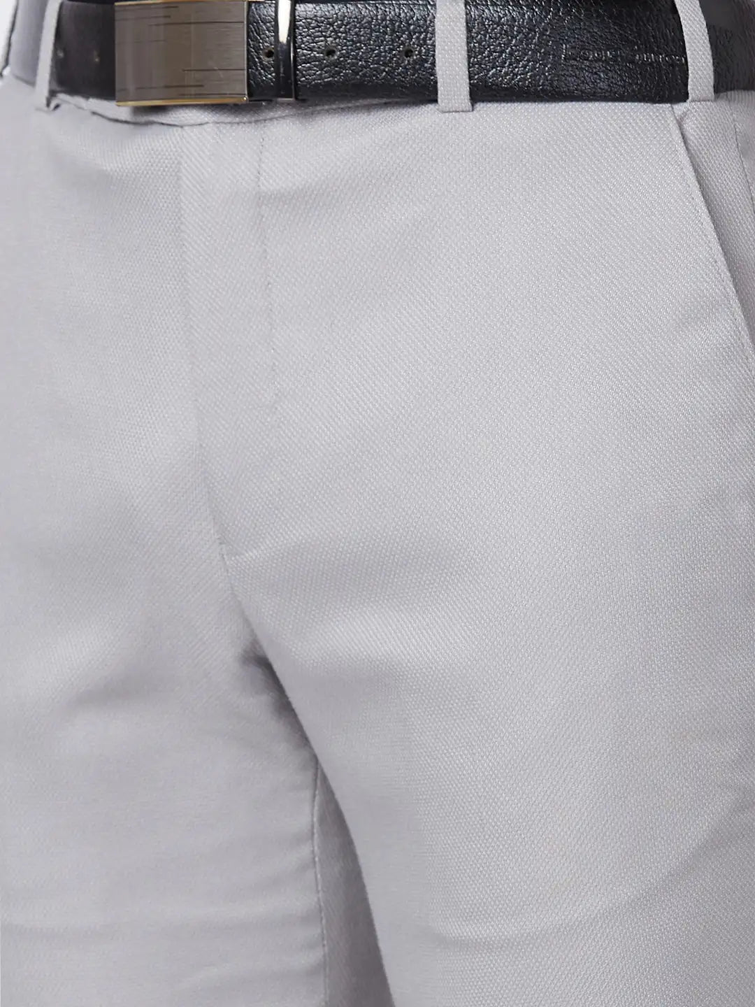 Park Avenue Men Blue Plain Super Slim Fit Polyester Blend Trouser