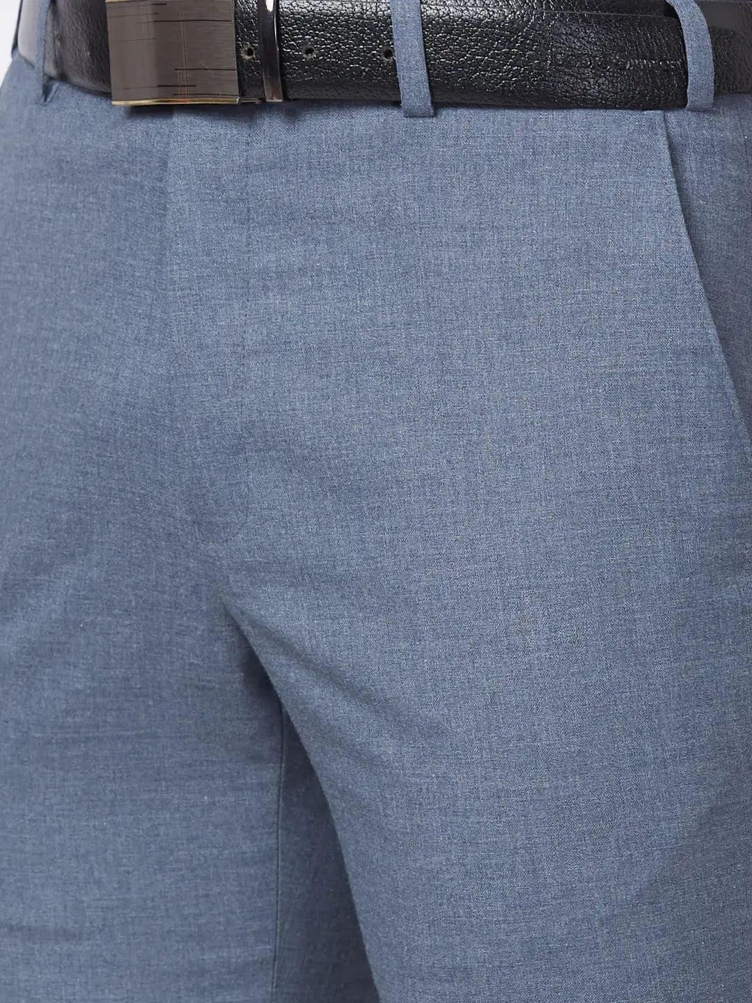 Park Avenue Men Grey Structure Smart Fit Polyester Blend Trouser