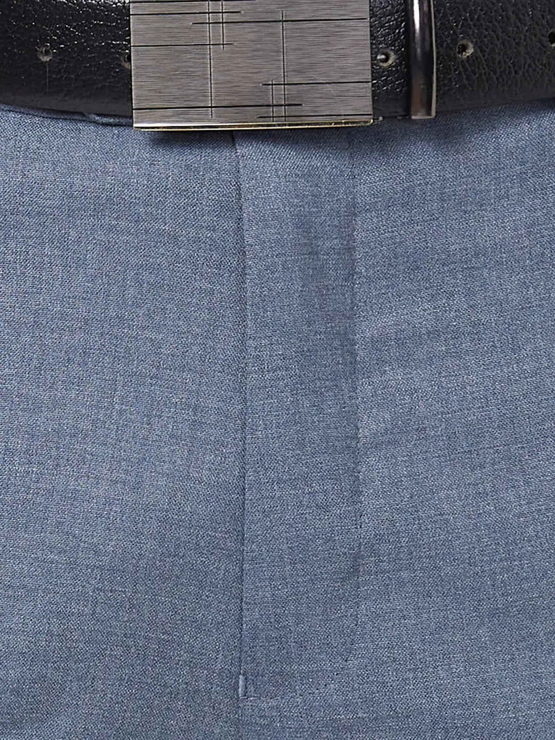 Park Avenue Men Grey Structure Smart Fit Polyester Blend Trouser
