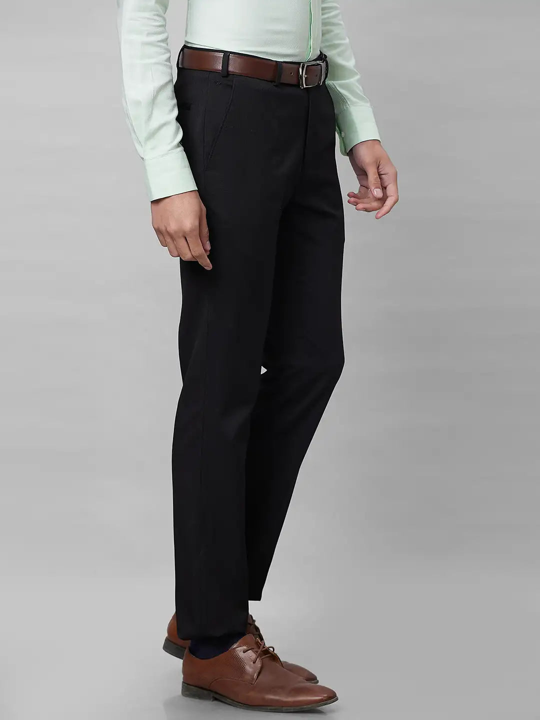 Park Avenue Men Grey Smart Fit Polyester Blend Trousers