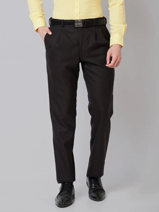 Men Blue Smart Fit Plain Polyester Blend Trouser