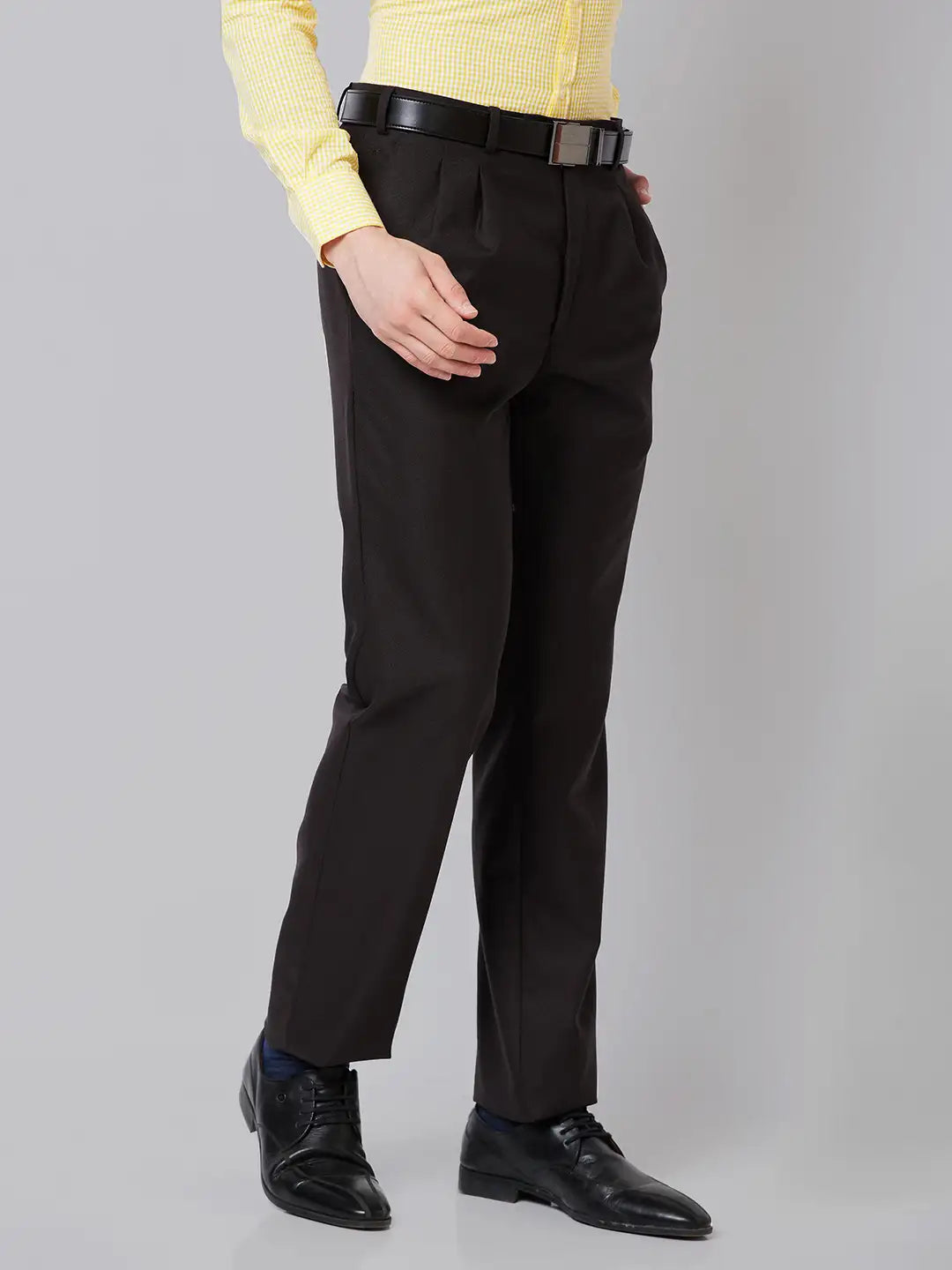 Men Blue Smart Fit Plain Polyester Blend Trouser