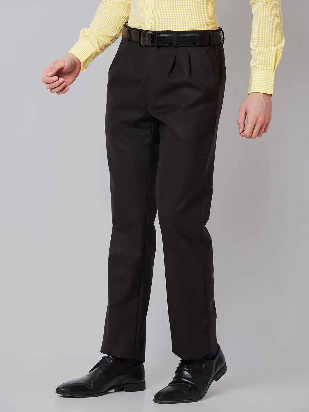 Men Blue Smart Fit Plain Polyester Blend Trouser