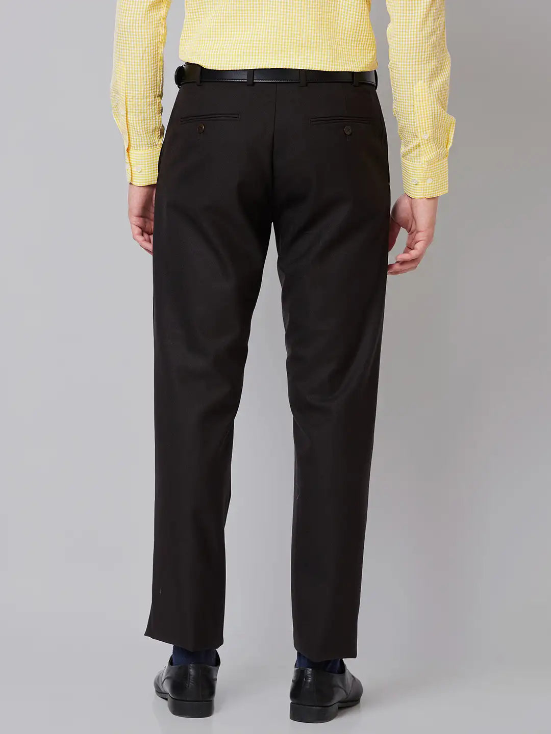 Men Blue Smart Fit Plain Polyester Blend Trouser