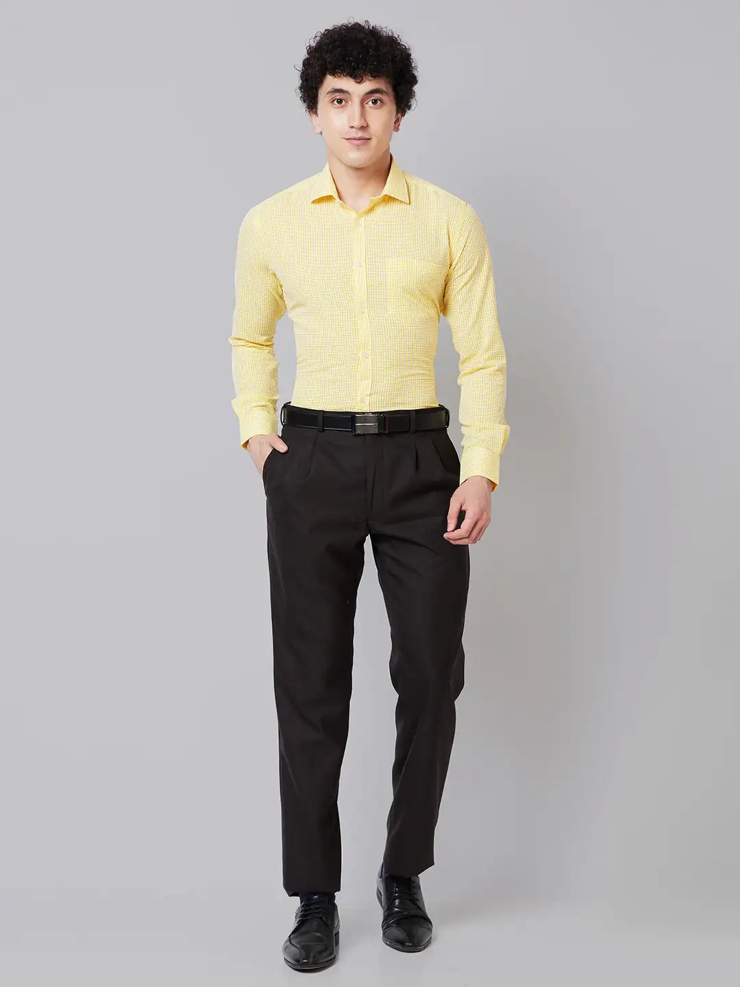 Men Blue Smart Fit Plain Polyester Blend Trouser